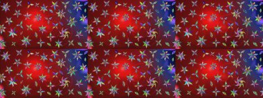 Kırmızı ve kahverengi renkte kırmızı ve kahverengi papatya deseni. Kırmızı ve kahverengi renklerde. Raster illüstrasyonu.