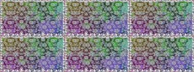 Raster illüstrasyonu. Renkli Bahar Temalı Kusursuz Arkaplan. Düz Çiçek Elementleri Tasarımı. Zarif çiçekler, gri renkte suluboya..