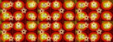 Kış kar taneleri, raster arka plan. Yüzey için tekrarlanan doku, ambalaj kağıdı, kırmızı ve turuncu renkte kar tanesi.