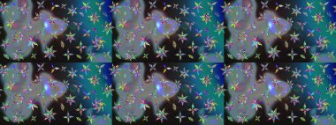 Düz Çiçek Elementleri Tasarımı. Güzel kumaş deseni. Raster Illustrasyon 'daki Çiçek Deseni' nin son moda çizimi. Renkli Yaz Teması çizim şablonu.