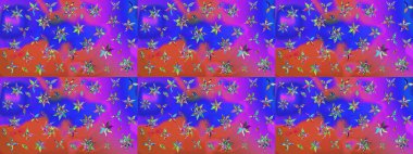 Paket kağıdı için en iyisi. Karşılama ya da düğün geçmişi olarak kullanılabilir. Doğal kozmetik ürünleri, parfüm, çiçekçi dükkanı için bahar ihalesi tasarımı. Menekşe ve mavi lale çiçekli Raster çizim deseni.