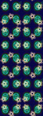 Düz Çiçek Elementleri Tasarım Raster illüstrasyonu. Renkli Bahar Temalı Kusursuz Arkaplan. Çiçeksiz desenli arka plan. Çiçekler gri, mavi ve yeşil renklerde.