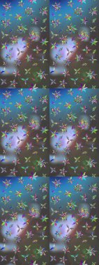 Raster suluboya çiçek deseni, narin çiçekler, mavi ve gri çiçekler, tebrik kartı şablonu. Raster Güzel kumaş deseni.