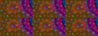 Küçük kahverengi mor renkte, çiçekli, oldukça eski bir besin torbası deseni. Millefleur 'lar. Tekstil, kumaş, kapaklar, duvar kağıtları, baskı, paket, koleksiyon defteri, örgü, dekupaj için çiçek arkaplanı..