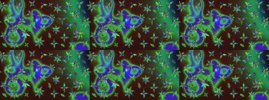 Raster çiçek desenli çiçek deseni, yapraklar, dekoratif elementler, sıçrama, lekeler, el çizimi kontur çizgileri ve Doodle çizim stili, grafik raster çizim çizimi.