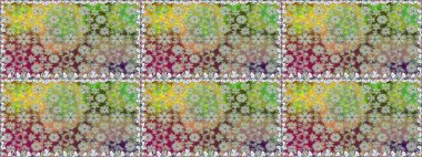 Raster Çiçek İllüstrasyonu güzel tekstil. Yeşil renkli etnik çiçeklerle kusursuz bir desen..