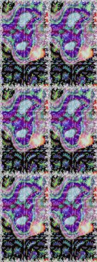 Raster suluboya çiçek deseni, narin çiçekler, nötr ve siyah çiçekler, tebrik kartı şablonu. Güzel kumaş deseni.