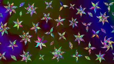 Çiçek arkaplan. Çiçek duvar kâğıdı. Raster illüstrasyonu. Kahverengi ve yeşil renkli şirin tekstil. Renkli çizim deseni.