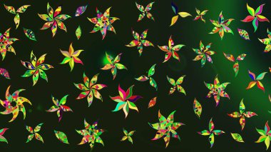 Raster suluboya çiçek deseni, narin çiçekler, gri ve yeşil çiçekler, tebrik kartı şablonu. Güzel kumaş deseni.