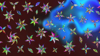 Küçük kahverengi ve mavi renkte güzel bir besin torbası deseni, çiçekler. Tekstil, kumaş, kapaklar, duvar kağıtları, baskı, naylon, koleksiyon defteri, örgü, dekupaj için güzel bir eskiz. Millefleurlar.