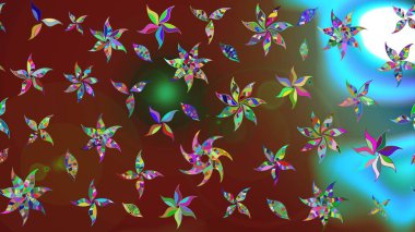 Raster illüstrasyonu. Eskiz geçmişi. Kumaş, tekstil, duvar kağıdı baskısı için. Renkli desenli eskiz deseni, kahverengi ve kırmızı çiçekler ve dekoratif elementler. Antika retro tarzı.