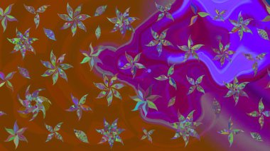 Kahverengi ve mor çiçekli bahar çiçekleri. Moda baskıları için zarif bir şablon. Küçük renkli çiçekler. Motley illüstrasyonu. Küçük çiçekte şirin desenler.