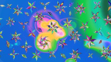 Eskiz geçmişi. Raster illüstrasyonu. Kumaş, tekstil, duvar kağıdı baskısı için. Eski usul. Tomurcukları papatya çiçekleri olan sevimli bir çiçek deseni. Miles Fleur, dandik süs.