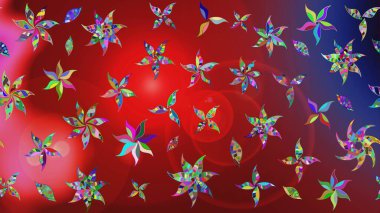 Renkli Bahar Teması eskiz kalıbı. Süslü kumaş deseni. Düz Çiçek Elementleri Tasarımı. Raster illüstrasyonunda çiçek deseni çizimi.