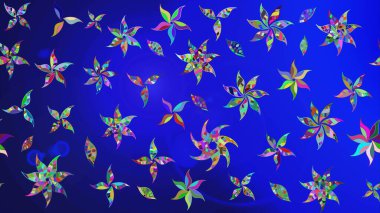 Mavi ve yeşil renkli çiçekler. Tropik çiçekler. Gömlek çizimi Arkaplan Deseni.