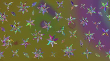 Karalama çiçekleri çizim kalıbı. Raster deseni. Kahverengi ve yeşil el çizimi desen. Sanat esinlenir ve yeşil stil çiçekler bırakır.