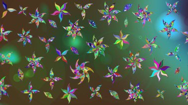 Raster Illustrasyon 'daki Çiçek Deseni' nin son moda çizimi. Renkli Yaz Temalı eskiz kalıbı. Düz Çiçek Elementleri Tasarımı. Güzel kumaş deseni.