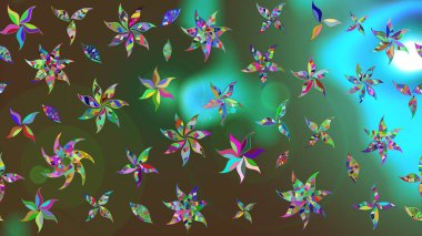 Suluboya, elle çizilmiş. Eskiz arkaplan modeli. Yeşil ve kahverengi yapraklı yabani çiçekler. Raster illüstrasyonu.