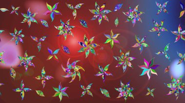 Çiçekli yumuşak bir eskiz şekli. Raster illüstrasyonu. Kahverengi ve kırmızı renklerde bahar çiçekleri. Raster çiçekleri klasik tarzda resmedilir..