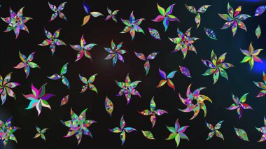 Gri ve mavi renkli etnik çiçekli zarif eskiz deseni. Asya Tekstil 'inde Raster Çiçek İllüstrasyonu.