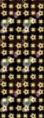 El çizimi, soyut ve süslü elementler. Siyah renkler. Yaz çiçekleri teması. Suluboya resim taklit Raster çizimi. Klasik çiçekler..