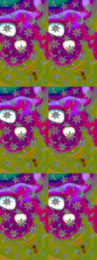 Tomurcukları papatya çiçekleri olan sevimli bir çiçek deseni. Miles Fleur, süslü püslü bir süs. Kumaş, tekstil, duvar kağıdı baskısı için. Eskiz geçmişi. Eski usul. Raster illüstrasyonu.