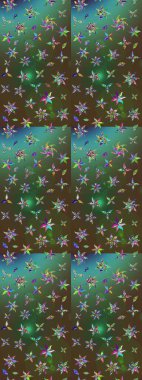 Suluboya, elle çizilmiş. Yeşil ve kahverengi renkli vadi çiçekleri. Eskiz arkaplan modeli. Raster - stok.