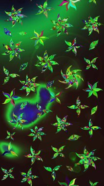 Düz Çiçek Elementleri Tasarımı. Raster güzel kumaş deseni çiziyor. Çiçek deseni. Renkli Bahar Teması çizim şablonu.