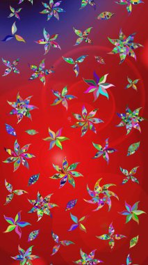 Kırmızı ve mor renklerde. Çiçekli güzel suluboya desen. Raster illüstrasyonu.