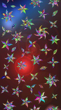 Kahverengi ve mor renklerde karalamalar çizilmiş çiçek deseni. Raster illüstrasyonu.