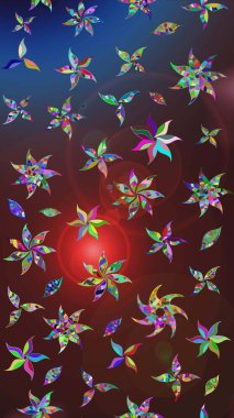 Kahverengi ve mor renkli çiçekler. Renkli Bahar Teması eskiz kalıbı. Düz Çiçek Elementleri Tasarım Raster illüstrasyonu. Çiçekli çiçek deseni, suluboya..