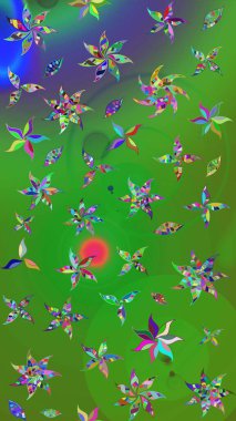 Renkli çiçekler. Nazik romantik baskı. Raster güzel bir çiçek deseni çizmiş. Tatil havası. Bahar mevsimi.