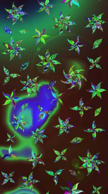 Raster resim. Çiçek desenli çiçek ve yaprakları ile. Sevimli küçük çiçek desenle.