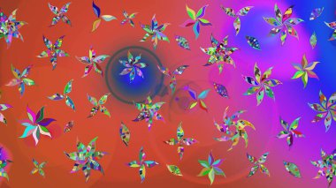 Pembe ve turuncu renkli çiçekler. Küçük çiçekte sevimli çiçek deseni var..