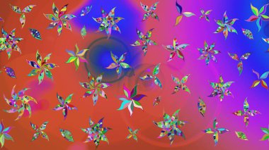 Mor ve pembe renkte çiçekler. Elle boyanmış suluboya resim çizimi çiçekler ve bitkiler.