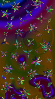 Raster güzel bir çiçek deseni çizmiş. Tatil havası. Bahar mevsimi. Nazik romantik baskı. Kahverengi ve yeşil renkte çiçekler.