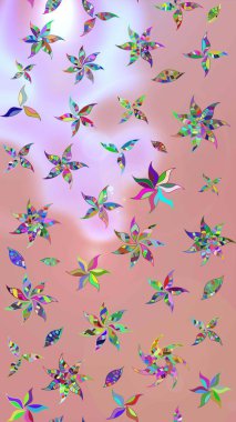 Raster illüstrasyonundaki çiçek desenli çizim. Renkli Yaz Temalı eskiz kalıbı. Tarafsız ve pembe renklerde çiçekler. Düz Çiçek Elementleri Tasarımı.