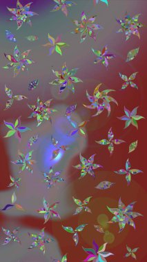 Klasik çiçek tasarımı elementleri. Raster illüstrasyonu. Kahverengi ve gri kıvırcık çiçekler kahverengi ve gri renklerde.