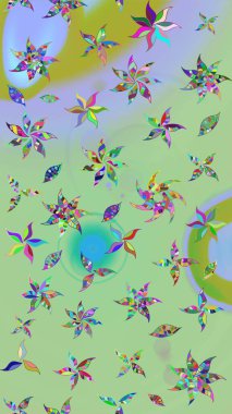 Tarafsız ve mavi renkte çiçekler. Raster illüstrasyonunda çiçek deseni çizimi.