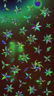 Modern çiçek arkaplanı. Halk tarzı. Parlak renkli çiçekleri olan ve kahverengi ve yeşil renkli yaprakları olan harika bir çiçek deseni. Moda baskıları için zarif bir şablon.