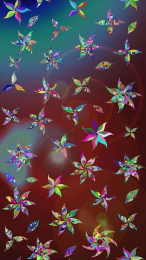 Raster Illustrasyon 'daki Çiçek Deseni' nin son moda çizimi. Düz Çiçek Elementleri Tasarımı. Güzel kumaş deseni. Renkli Yaz Teması çizim şablonu.