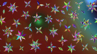 Kahverengi ve kırmızı renkte çiçekler. Düz Çiçek Elementleri Tasarımı. Çiçekli eskiz çizimi. Renkli Yaz Teması çizim şablonu.