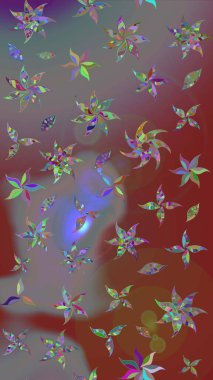 Klasik çiçek tasarımı elementleri. Raster illüstrasyonu. Kahverengi ve gri kıvırcık çiçekler kahverengi ve gri renklerde.