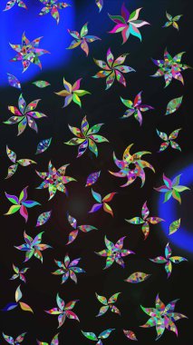 Çiçekli eskiz çizimi. Düz Çiçek Elementleri Tasarımı. Renkli Yaz Temalı eskiz kalıbı. Gri ve mavi renkte çiçekler.