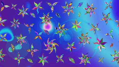 Çiçekli çiçek deseni, suluboya. Mavi ve mor renkli çiçekler. Renkli Bahar temalı eskiz kalıbı. Düz Çiçek Elementleri Tasarım Raster illüstrasyonu.