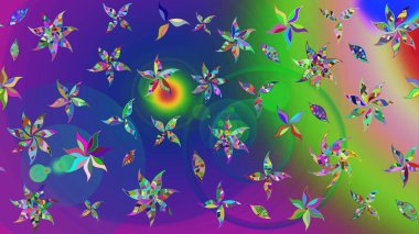 Şirin çiçekler. Çizgi çizimi kalıbı. Raster Moda kumaş deseni.