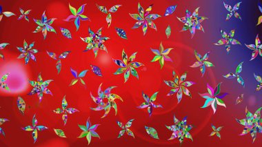 Kırmızı ve mor renkte çiçekler. Renkli Bahar Teması eskiz kalıbı. Düz Çiçek Elementleri Tasarımı. Çiçekle çizim deseni.