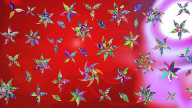 Eskiz geçmişi. Kumaş, tekstil, duvar kağıdı baskısı için. Renkli desenli eskiz deseni, kırmızı ve pembe çiçekler ve dekoratif elementler. Raster illüstrasyonu. Antika retro tarzı.