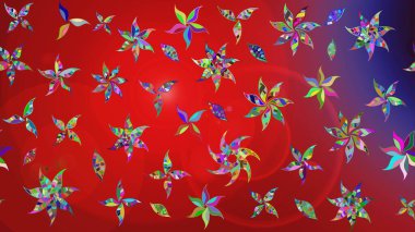 Raster çiçek desenleri çiziyor. Vadinin çiçekleri kırmızı ve mor renklerde.