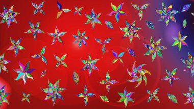 Soyut etnik raster çizim kalıbı. Çiçekler. Vadinin çiçekleri kırmızı ve mor renklerde.